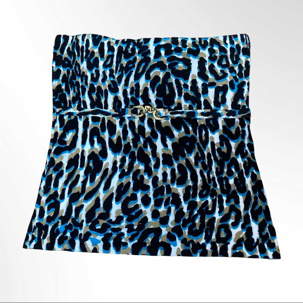 Cache Y2K Animal Print tube top women's size Large sweater material Viscose